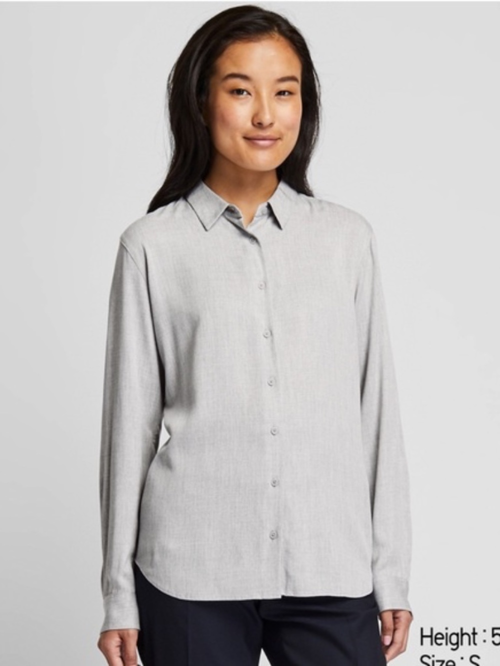 Uniqlo Gray Button Down Rayon Blouse Size S